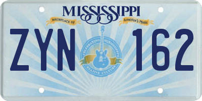 MS license plate ZYN162