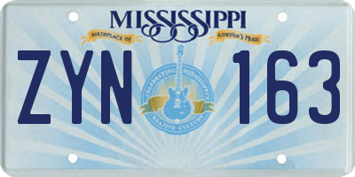 MS license plate ZYN163