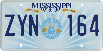 MS license plate ZYN164