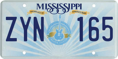 MS license plate ZYN165