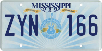 MS license plate ZYN166