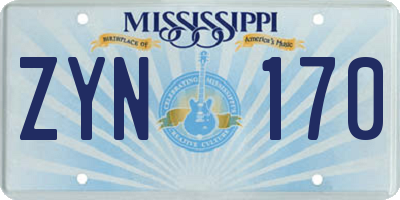 MS license plate ZYN170