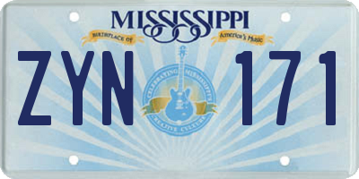 MS license plate ZYN171