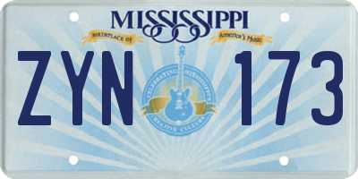 MS license plate ZYN173
