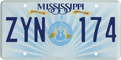 MS license plate ZYN174