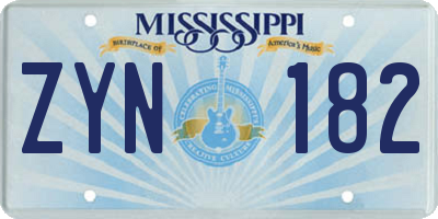 MS license plate ZYN182