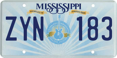 MS license plate ZYN183