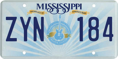 MS license plate ZYN184