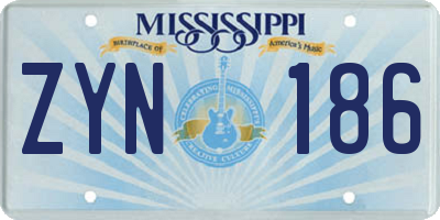 MS license plate ZYN186