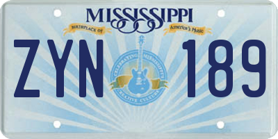 MS license plate ZYN189