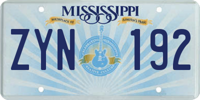 MS license plate ZYN192