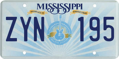 MS license plate ZYN195