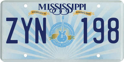 MS license plate ZYN198