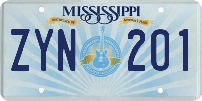 MS license plate ZYN201