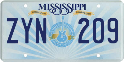 MS license plate ZYN209
