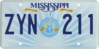 MS license plate ZYN211