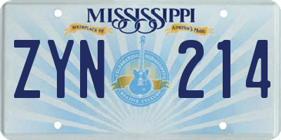 MS license plate ZYN214