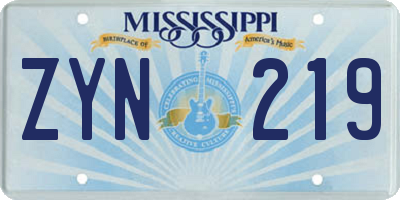 MS license plate ZYN219