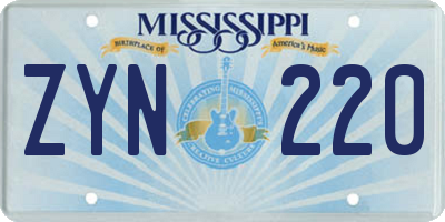 MS license plate ZYN220