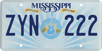 MS license plate ZYN222