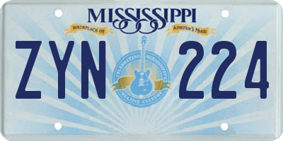 MS license plate ZYN224