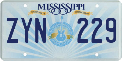 MS license plate ZYN229