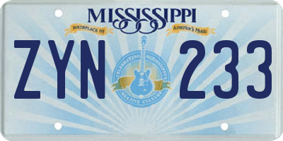 MS license plate ZYN233