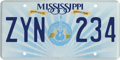 MS license plate ZYN234