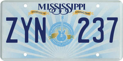 MS license plate ZYN237