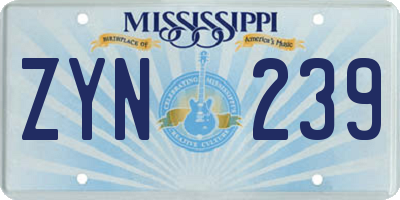 MS license plate ZYN239