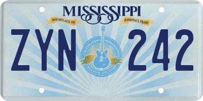 MS license plate ZYN242