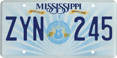 MS license plate ZYN245