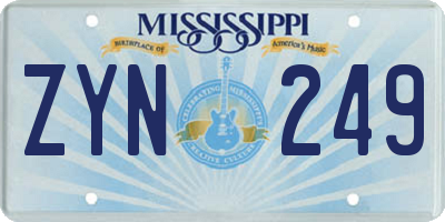 MS license plate ZYN249