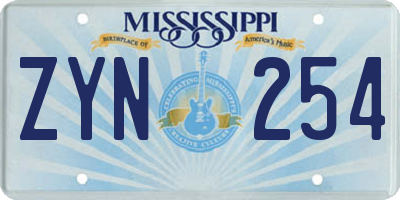 MS license plate ZYN254