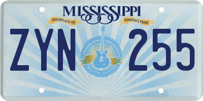 MS license plate ZYN255