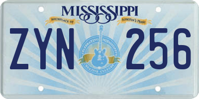 MS license plate ZYN256