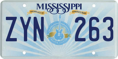 MS license plate ZYN263