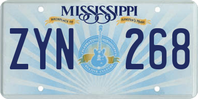 MS license plate ZYN268
