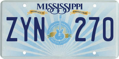 MS license plate ZYN270
