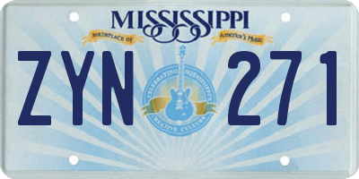 MS license plate ZYN271