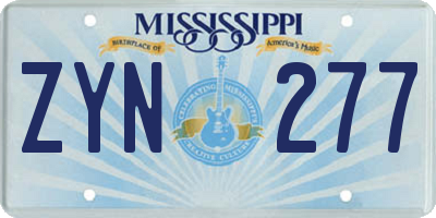 MS license plate ZYN277