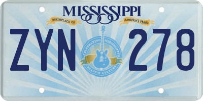 MS license plate ZYN278