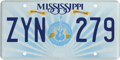 MS license plate ZYN279