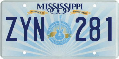 MS license plate ZYN281