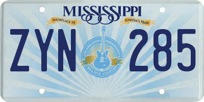 MS license plate ZYN285