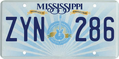 MS license plate ZYN286