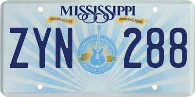 MS license plate ZYN288