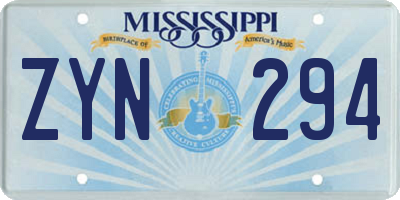 MS license plate ZYN294