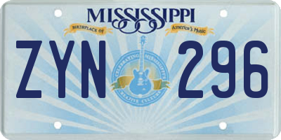 MS license plate ZYN296