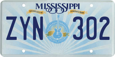 MS license plate ZYN302
